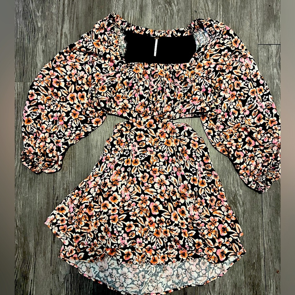 Free People Black Floral Two-Piece Dress Set